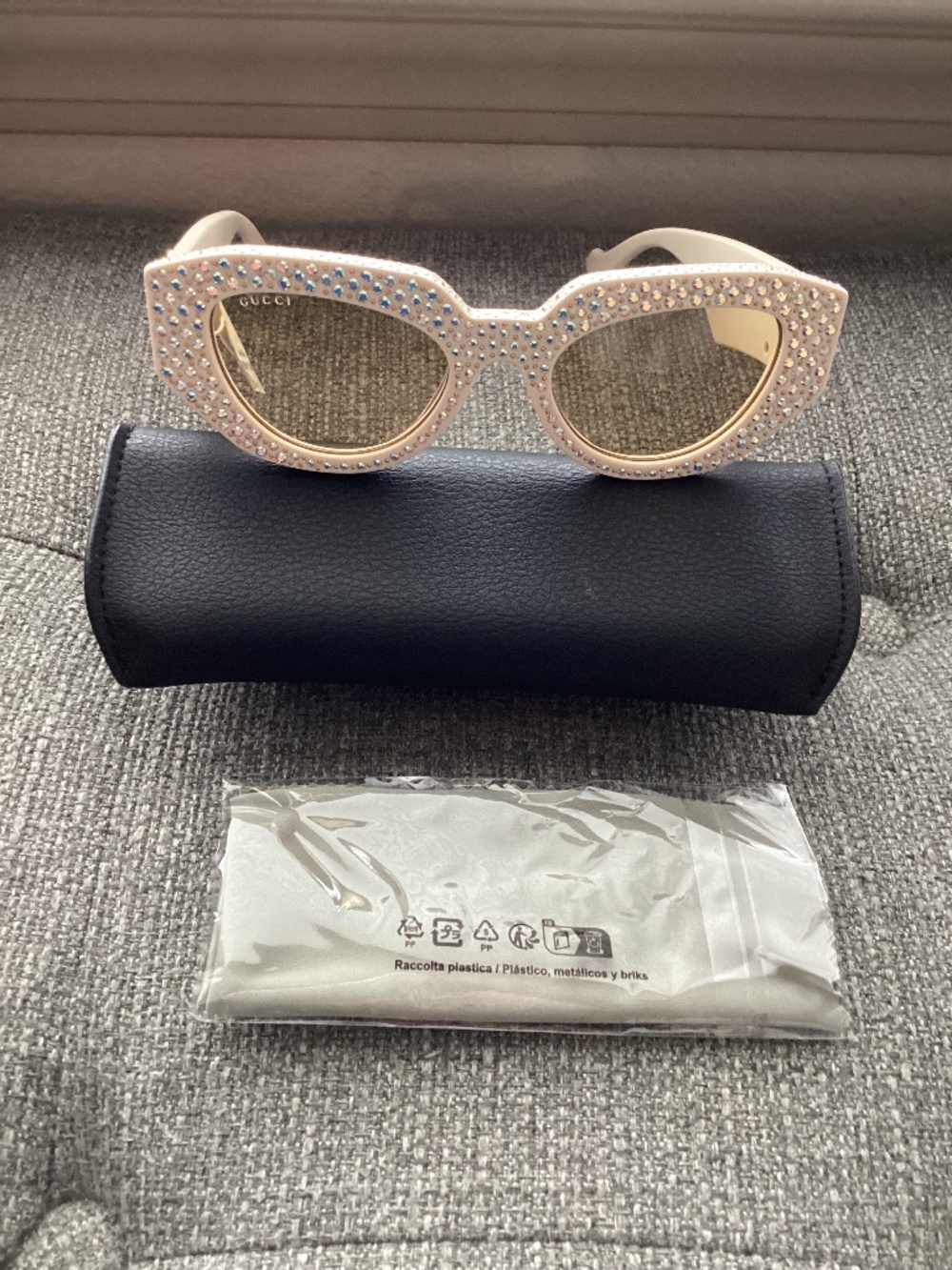 Gucci Special Edition 51mm Pavé Crystal Rectangular Sunglasses